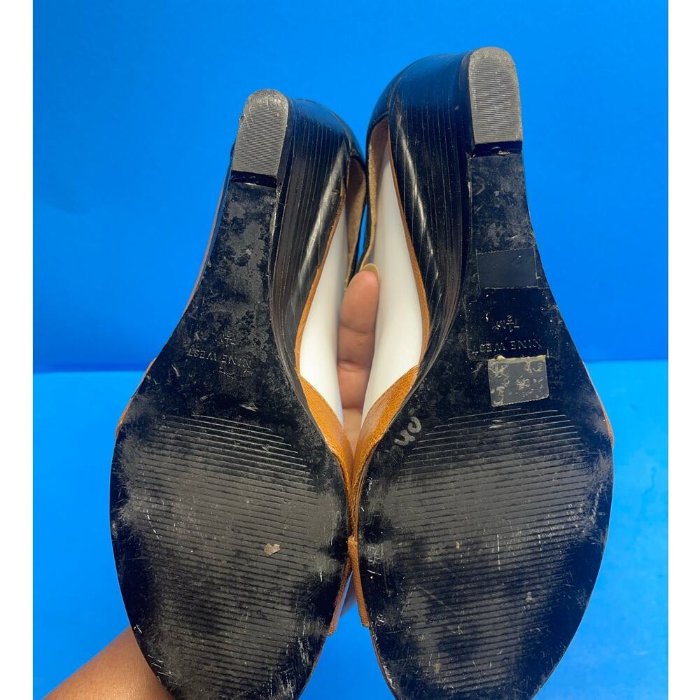 Nine West  Black Brown Ankle Strap Wedge Sandals Women's Size 7.5 M - Picture 4 of 12